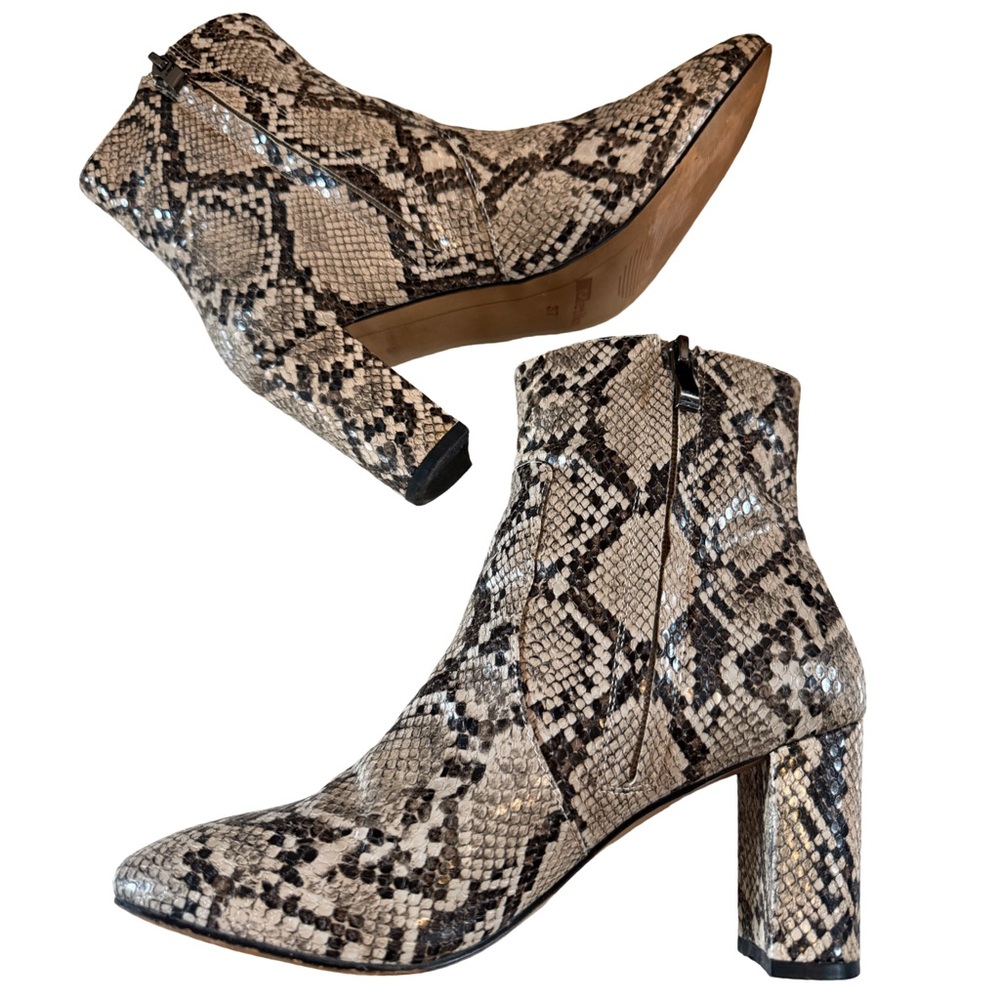 Matiko Snakeskin Ankle Boots Size 37 6.5 | Block Heel | Chic Statement - Picture 7 of 15